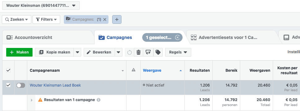 Facebook advertentie lage lead kost