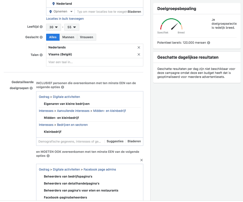 Facebook adverteren doelgroep omschrijven