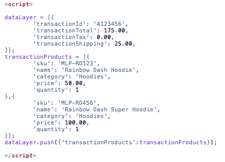 Google data layer