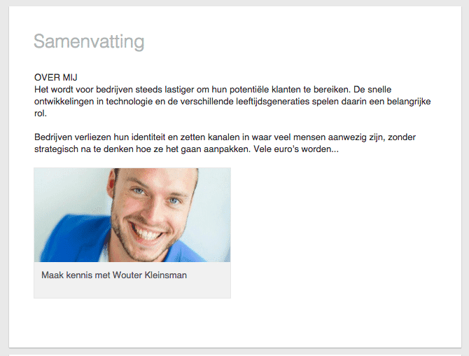 LinkedIn - media item bij persoonlijke samenvatting