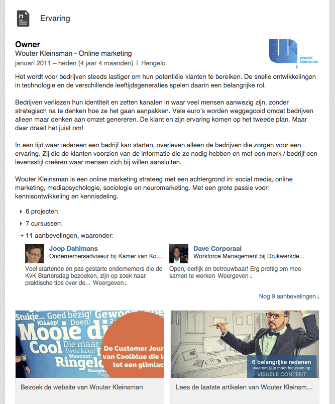 Linkedin-profiel---ervaring-van-Wouter-Kleinsman