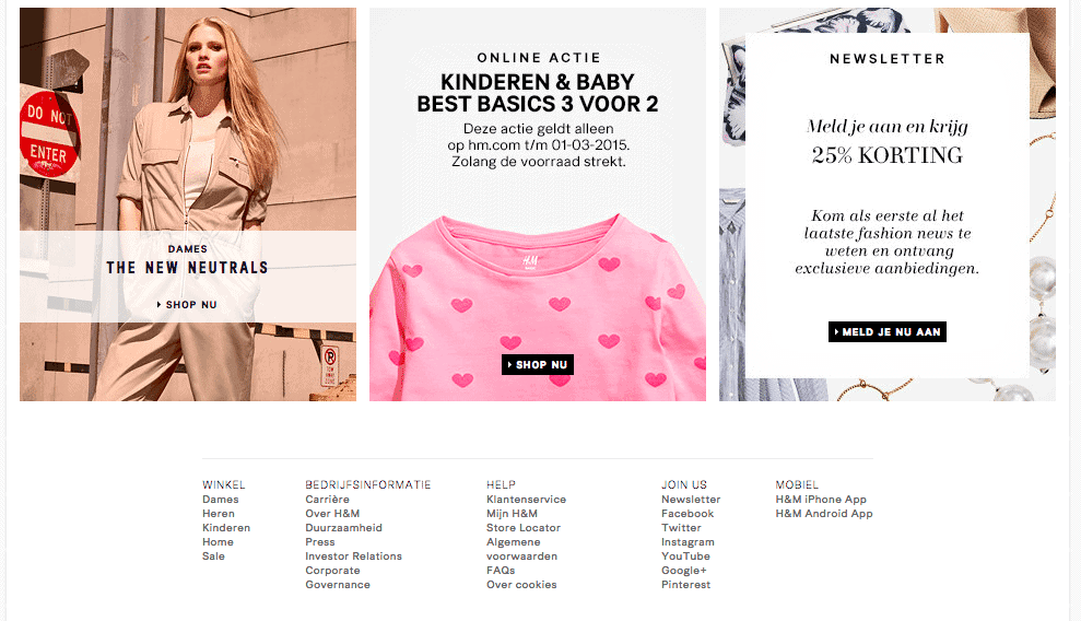 data verzamelen online marketing H&M kortingscoupon