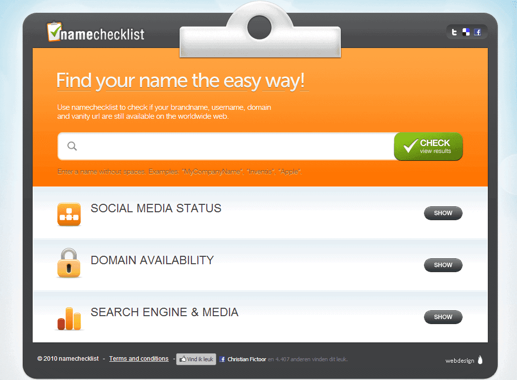 Namechecklist - Zie waar jouw doelgroep actief is op social media