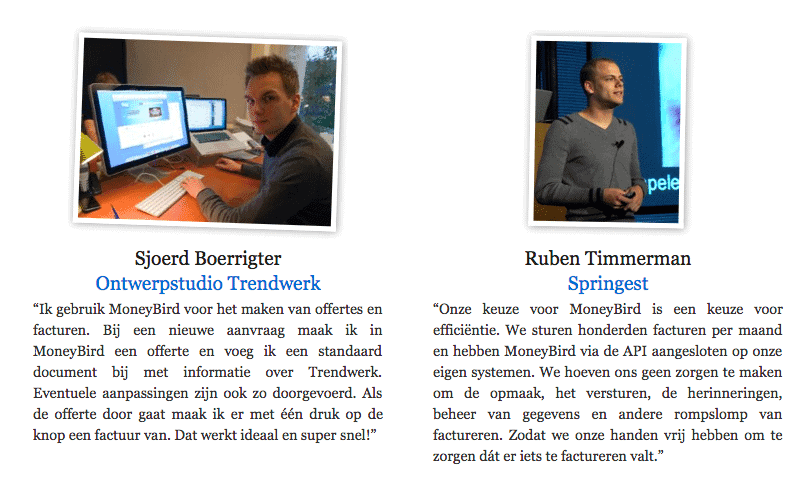 sociale online marketing - referenties moneybird