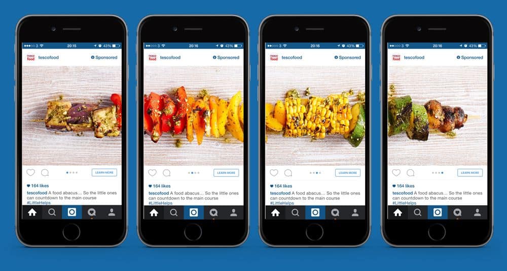 tesco instagram advertentie carousel bedrijven