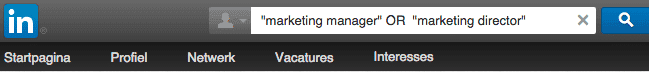 zoekfunctie LinkedIn modifiers